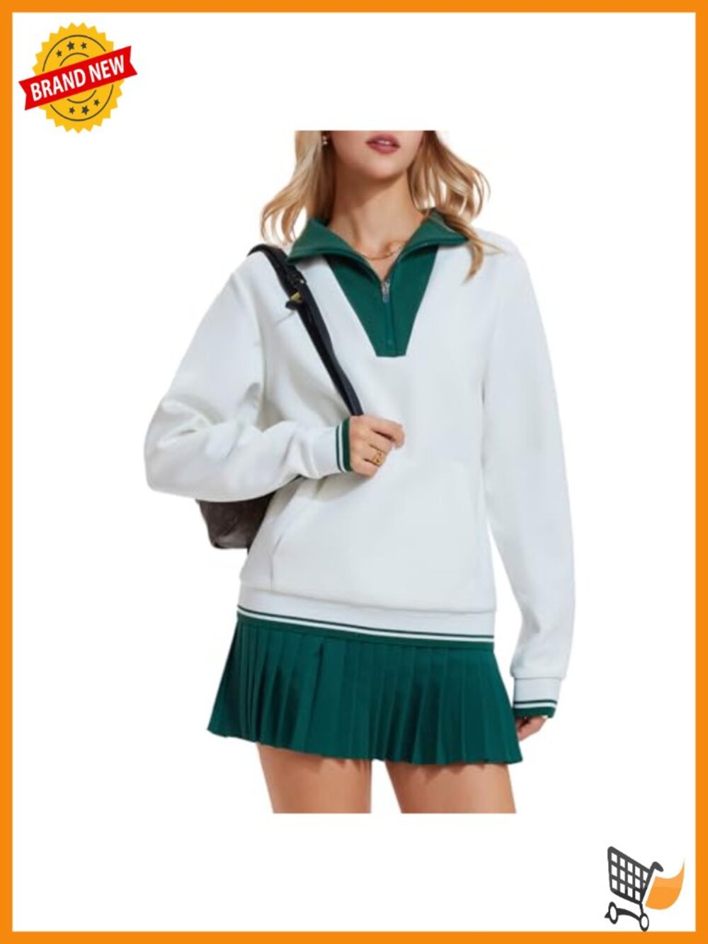 Womens 2 Piece Sweater Skirt Set Half Zip Pullover Pleated Skirt